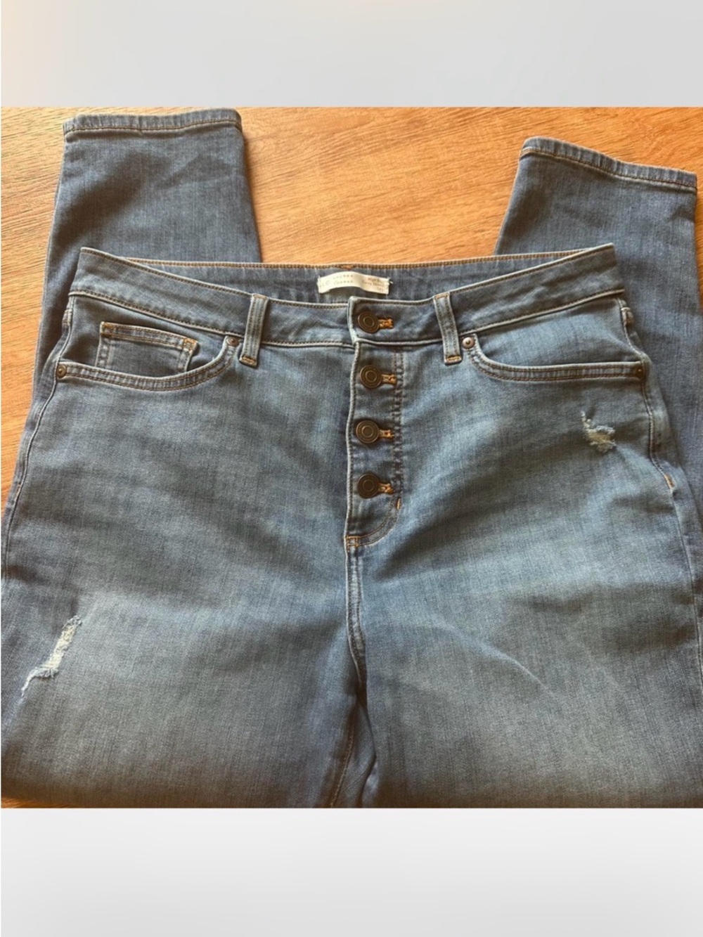 LC Lauren Conrad Women's High-Rise Button-Fly Jeans — Light Blue Denim